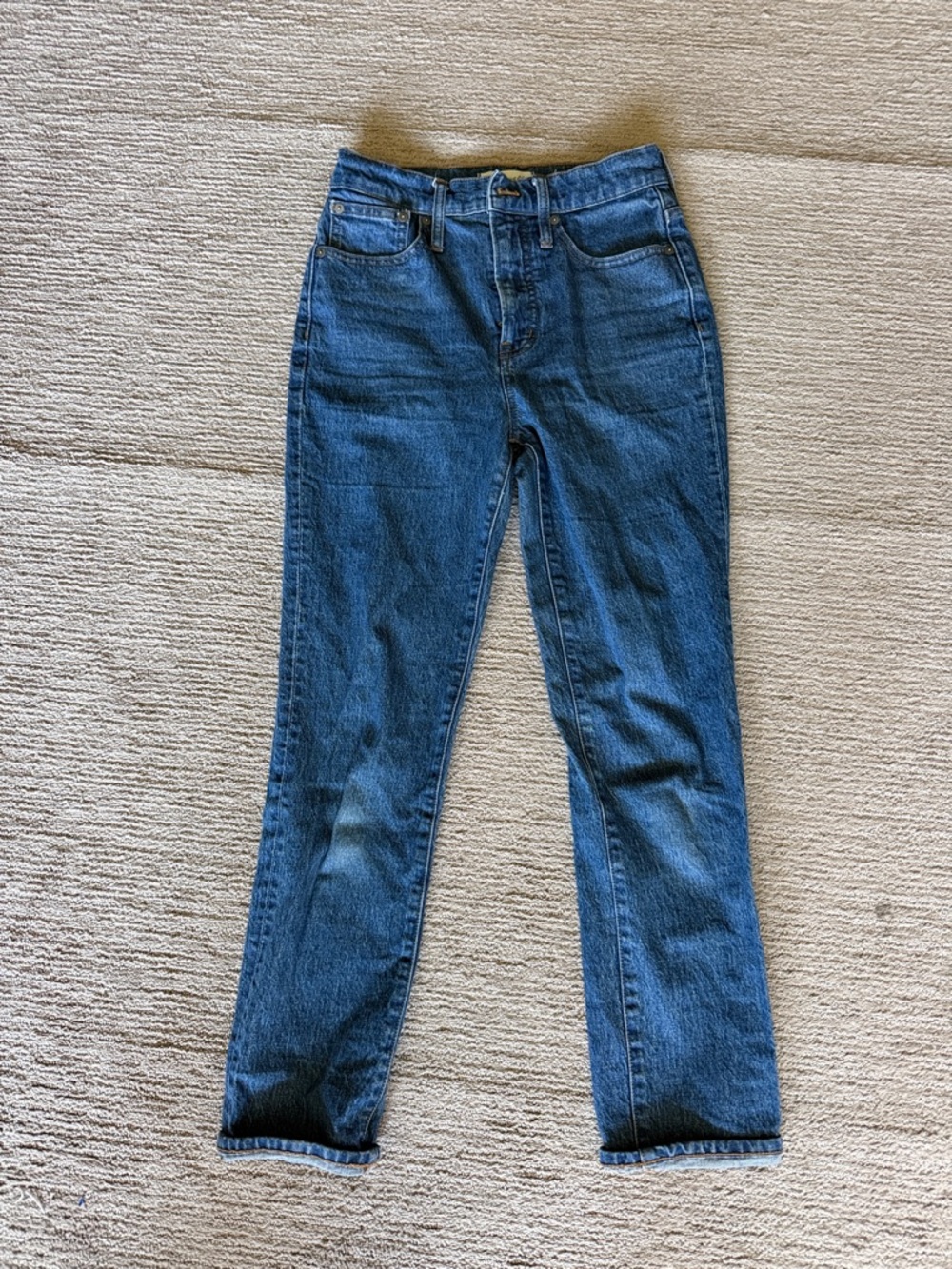 Madewell High-Rise Straight Leg Jeans in Blue Denim
